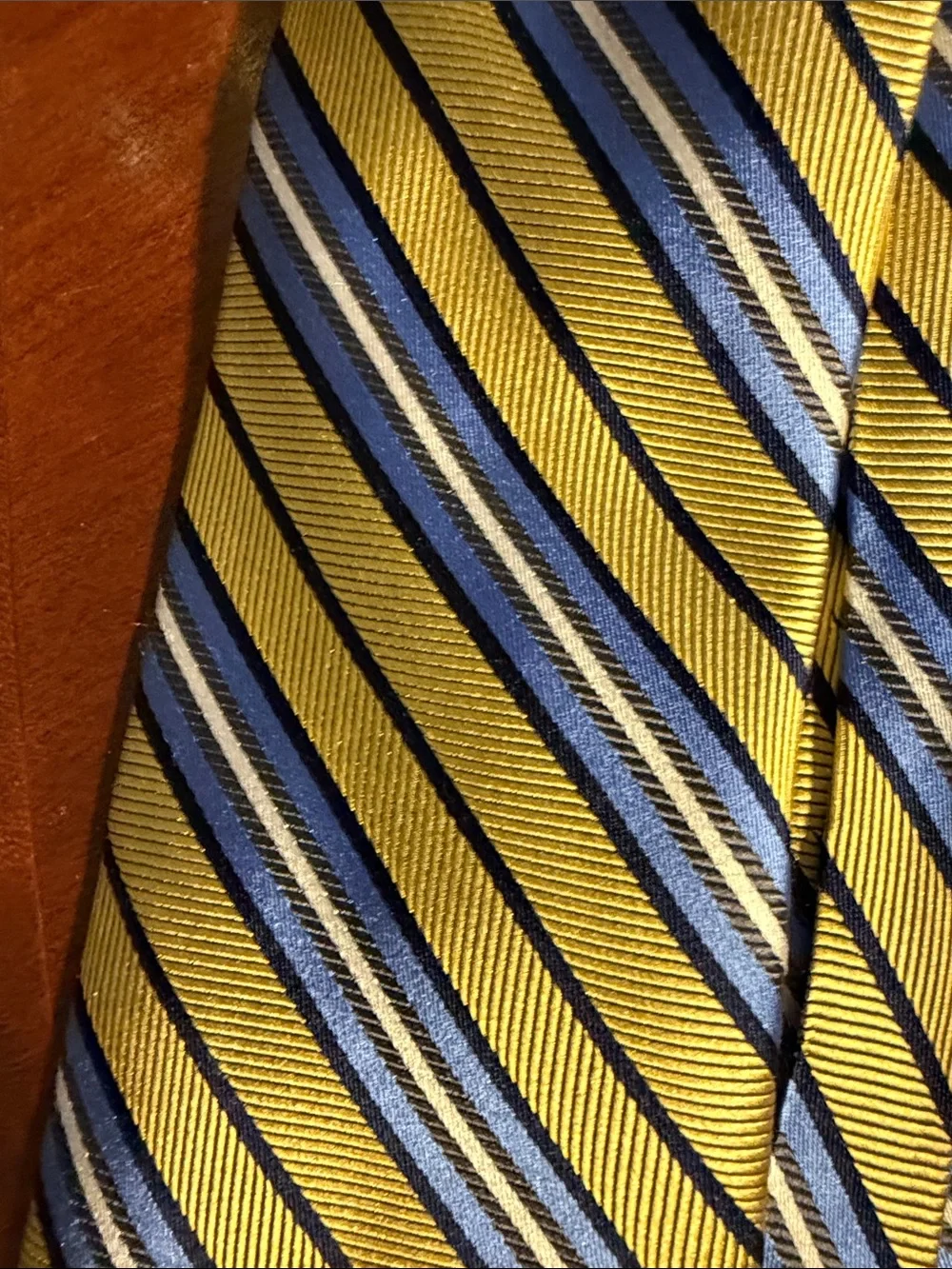 Two Jos. A. Bank Ties - Yellow and Blue Striped & Brown Micro-Pattern Neckties
